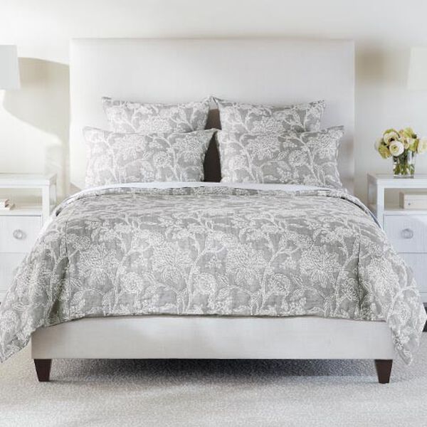 Floral Jacquard Duvet Cover and Shams Set, Gray