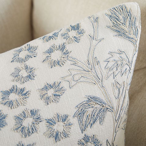 Blue Floral Scribble Pillow Product Tile Hover Image 062507