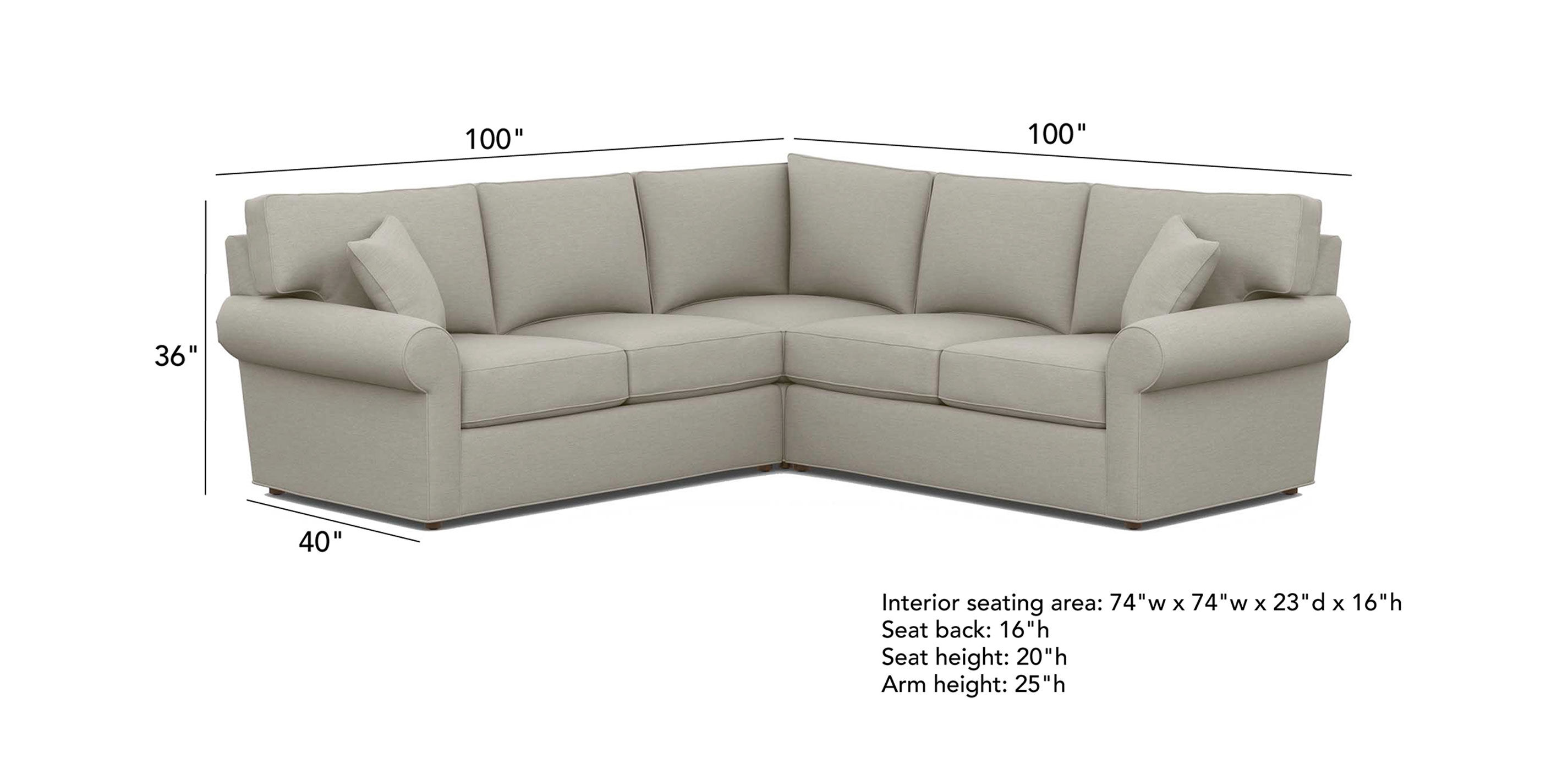 Retreat RollArm Three Piece Sectional, Quick Ship Sectionals Ethan