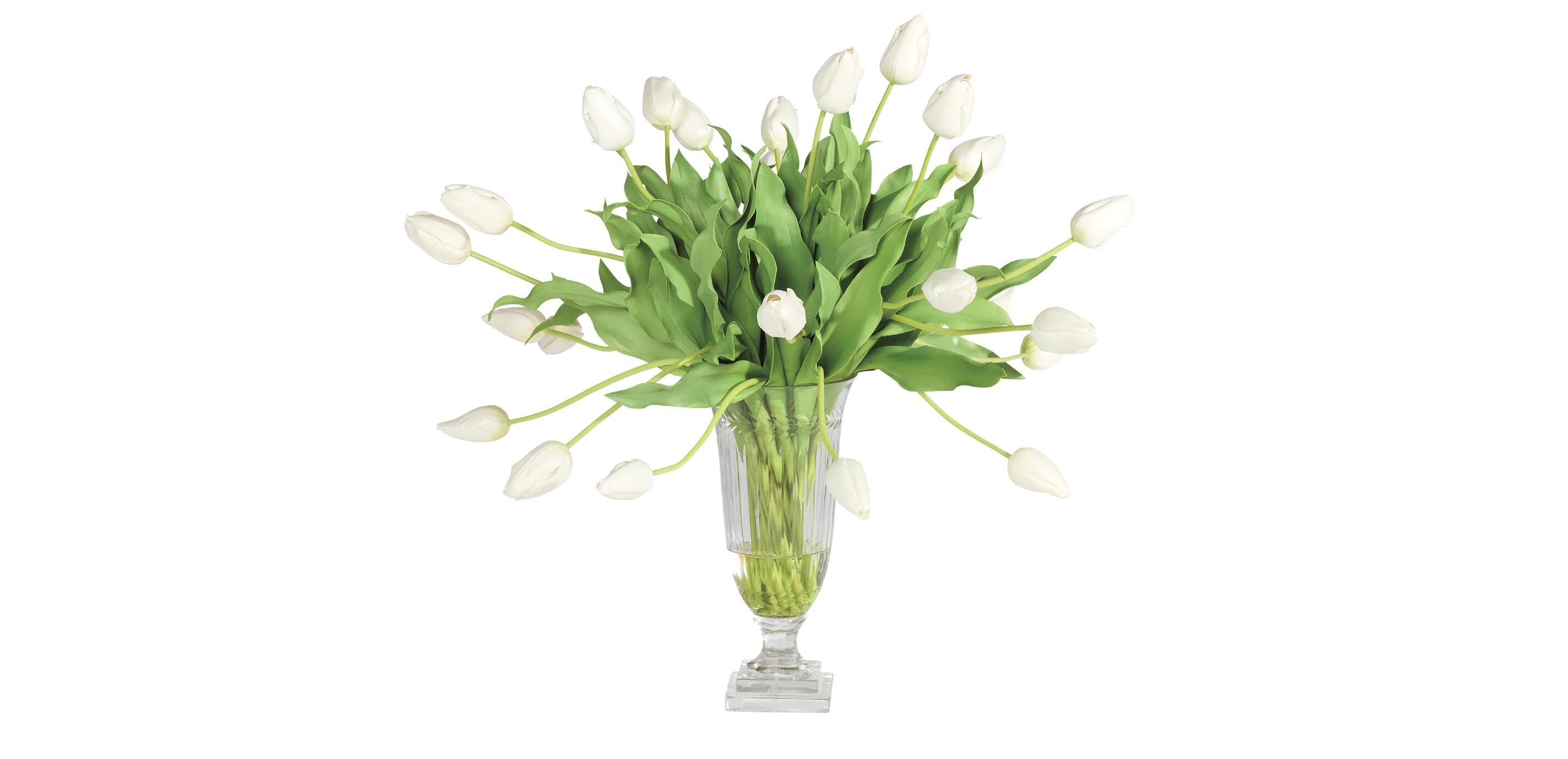 White Tulip Bouquet in Cut-Glass Vase_2