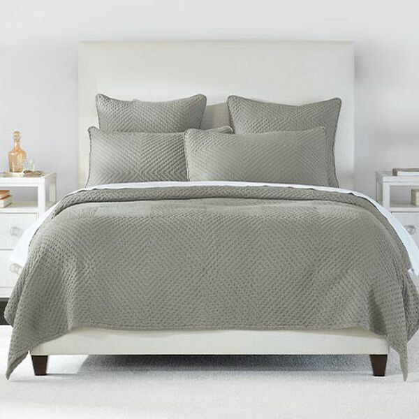 Geometric Matelasse Coverlet and Shams Set, Olive