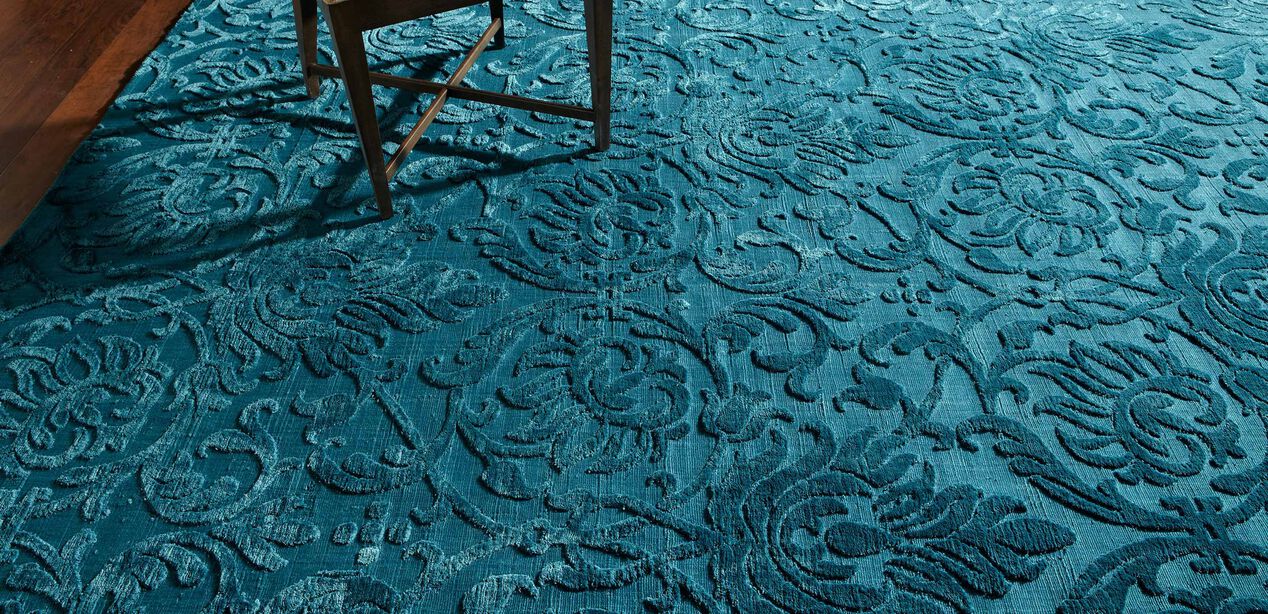 Jacquard Damask Rug, Turquoise Damask & Floral Rugs Ethan Allen