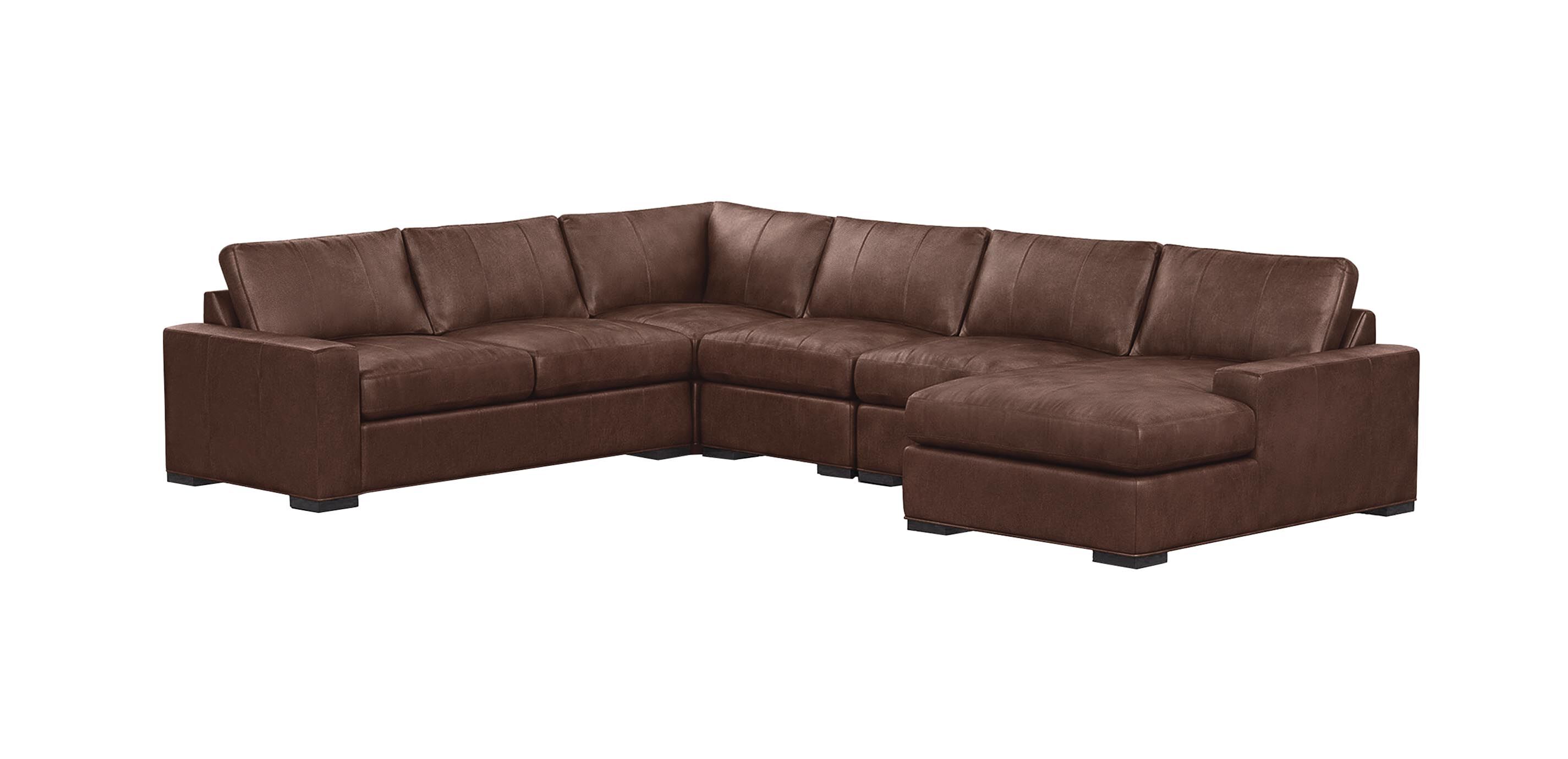 Conway Leather 5Piece Sectional, Quick Ship Ethan Allen