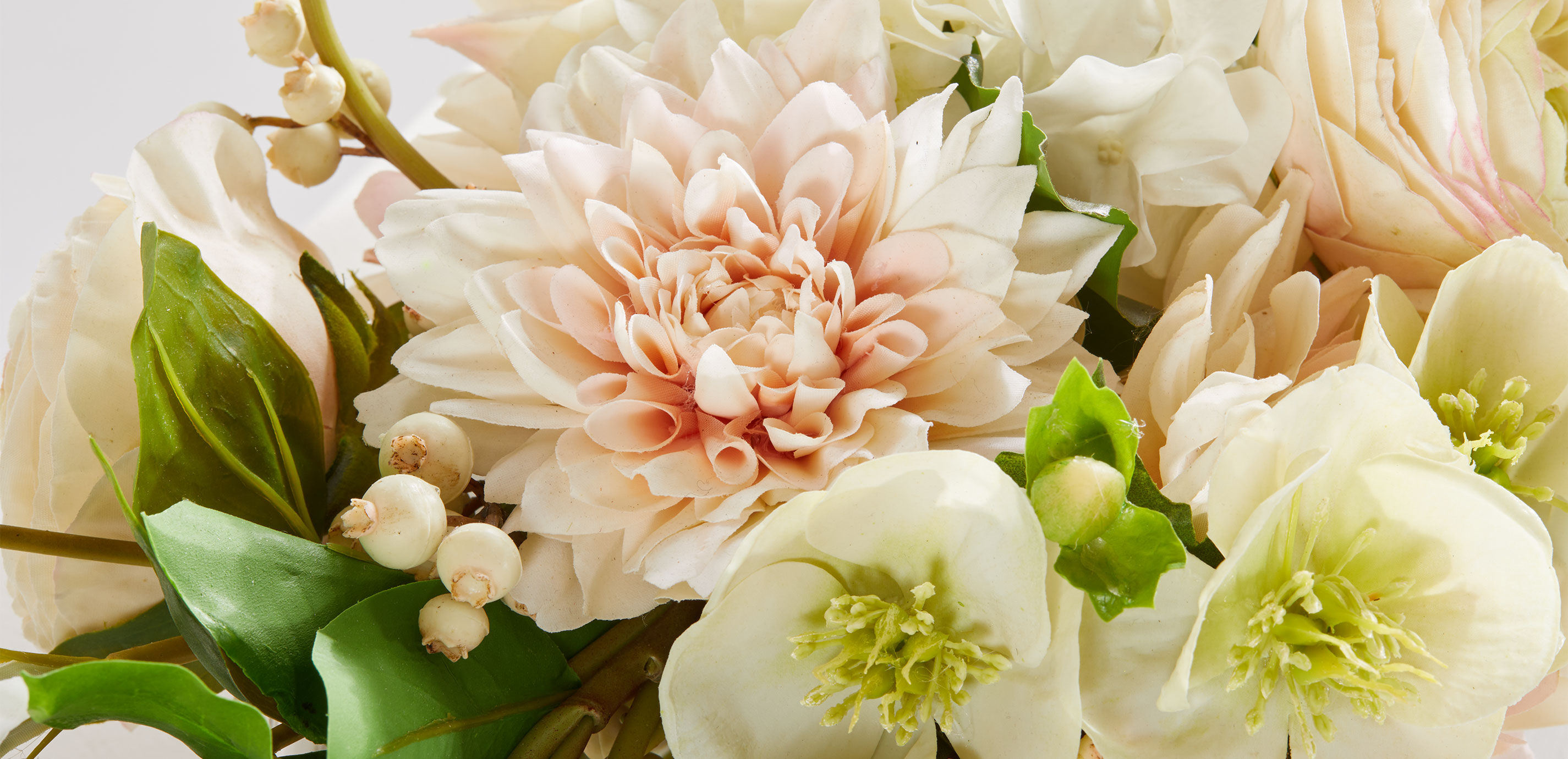 Blush Mixed Floral Centerpiece in Low Linear Glass Vase_7