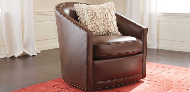 swivel barrel chair leather