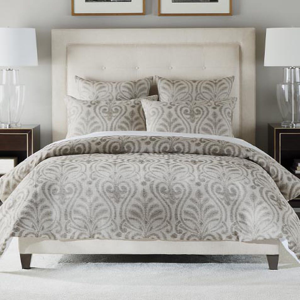 Washed Linen Scroll Duvet Cover