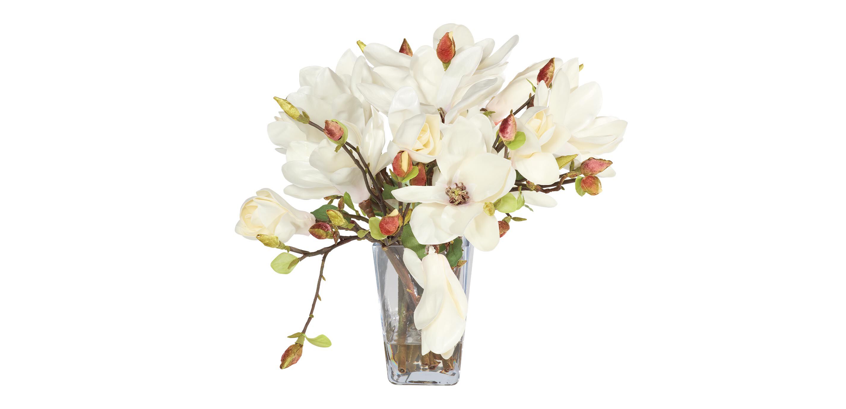 Magnolia Centerpiece in Linear Glass Vase_2