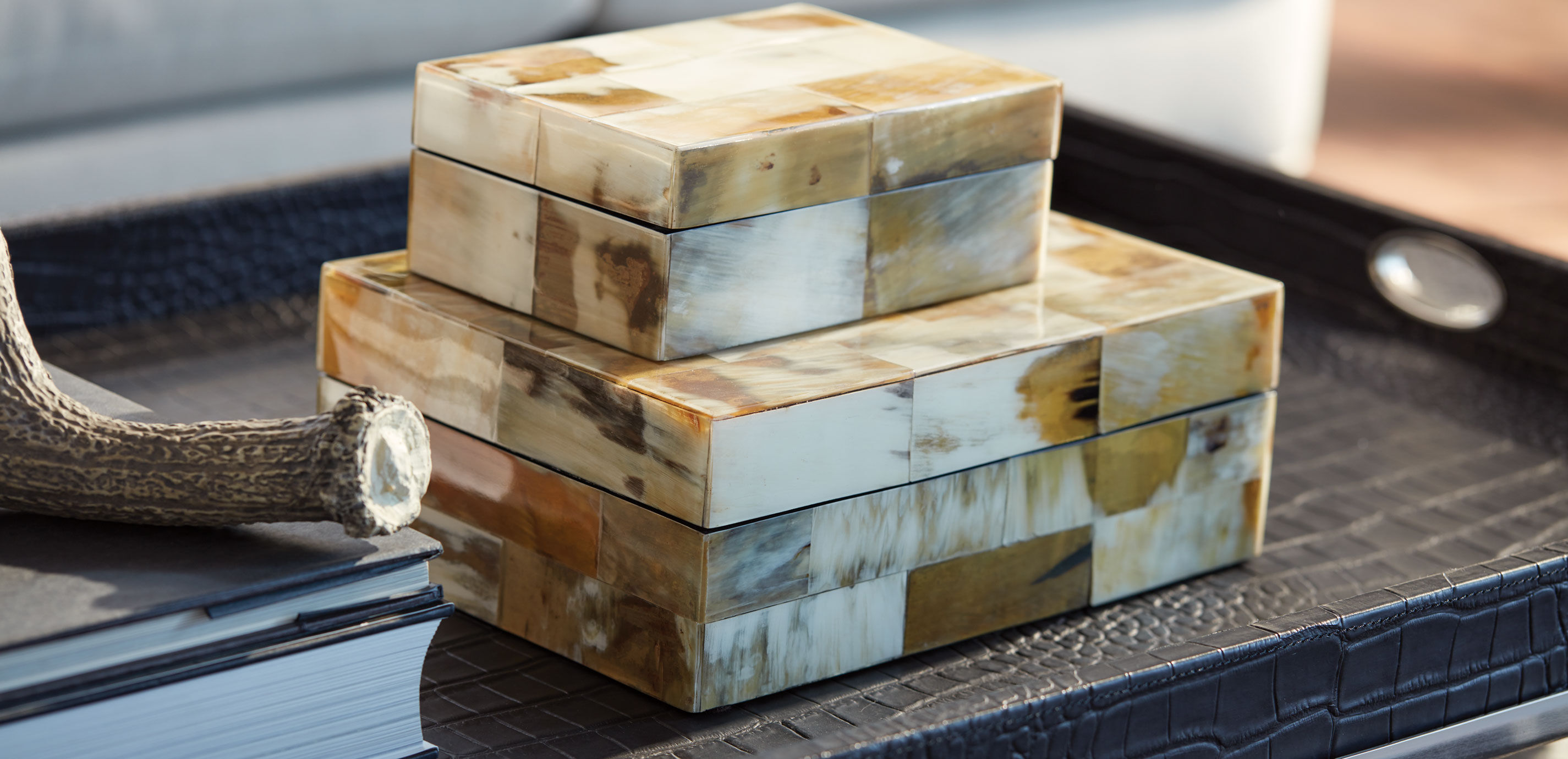 Light Horn Inlay Box | Boxes | Ethan Allen