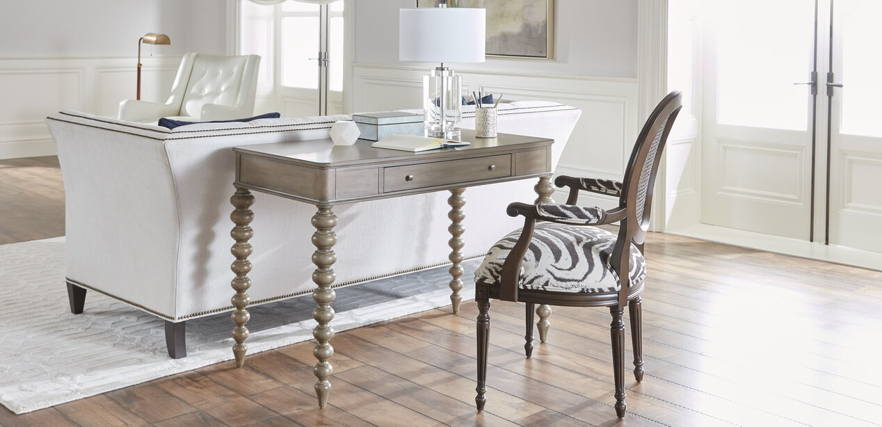 Custom Rounded--Corner Wooden Home Office Desk | Ethan Allen