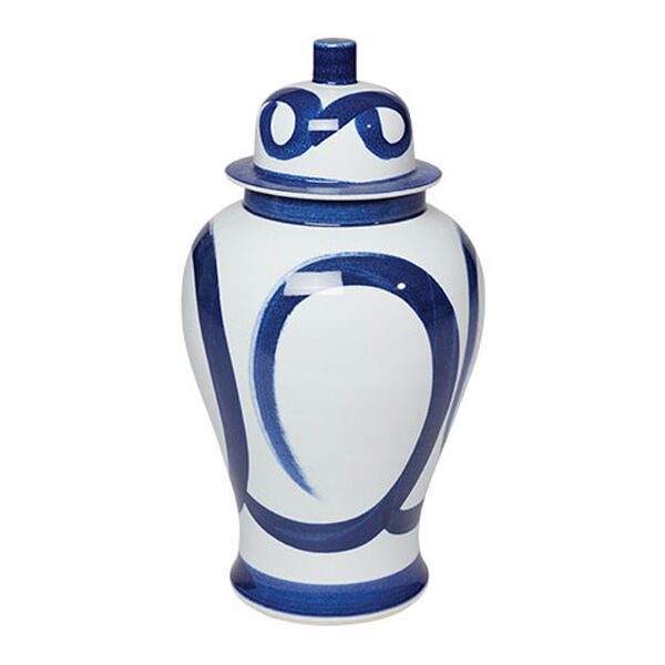 Blue and White Brushstroke Jar