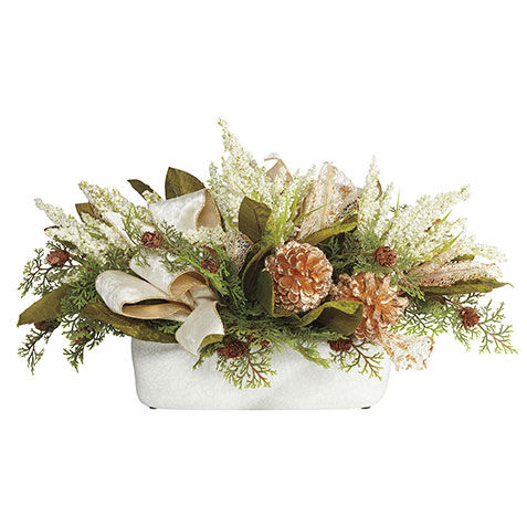Small Holiday Centerpiece in White Pot image