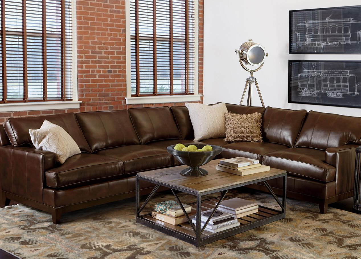 Arcata Four Piece Leather Sectional, Quick Ship | Sectionals | Ethan Allen