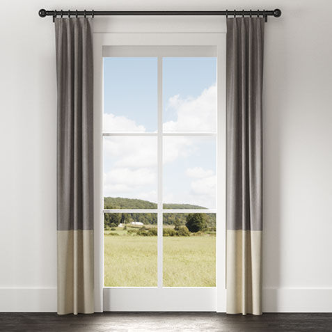 Satin Dupioni Drapery Panel with Trim Border image