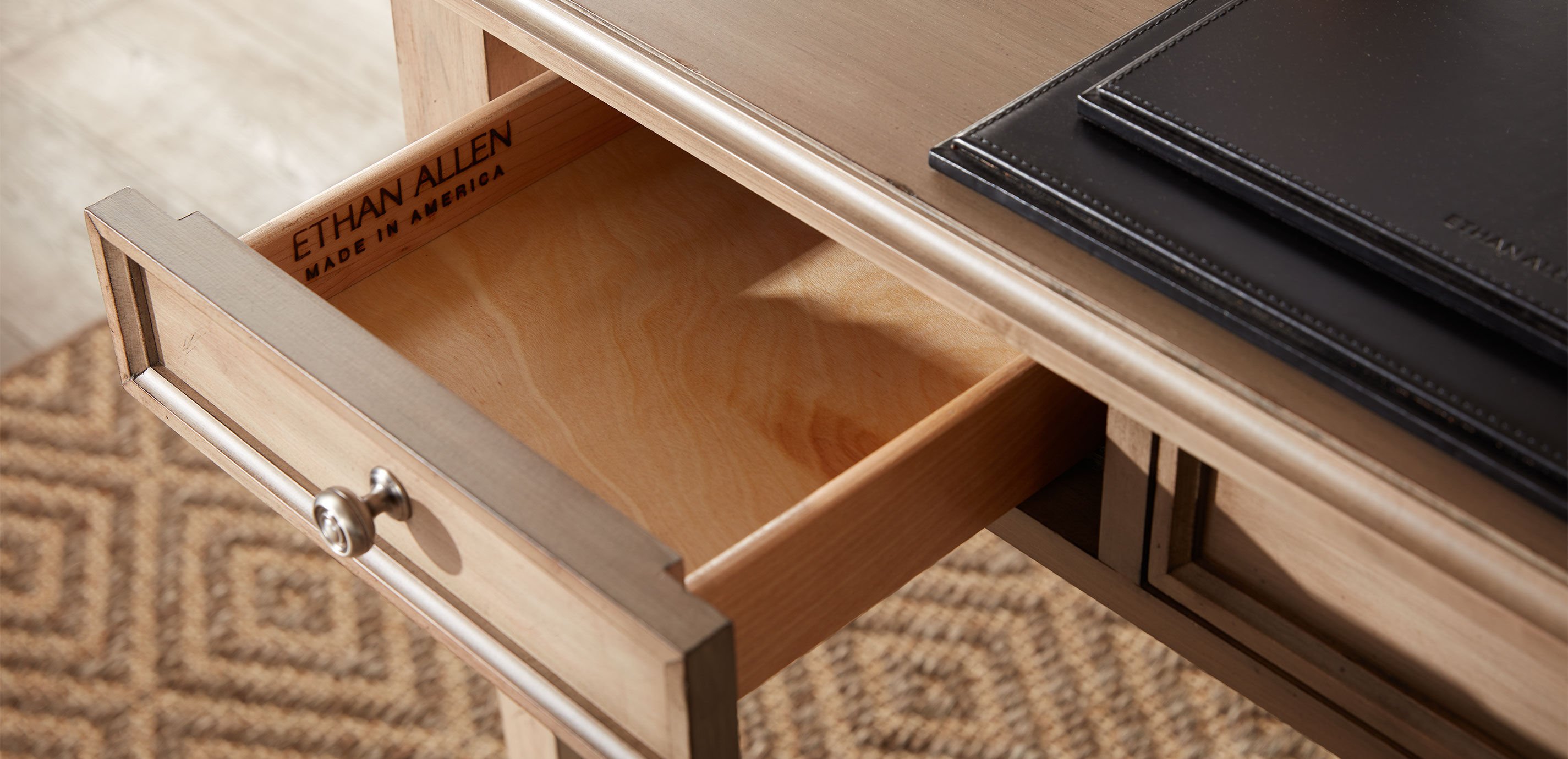 Custom Square-Corner Wooden Home Office Desk | Ethan Allen Custom Square-Corner Wooden Home Office Desk | Ethan Allen