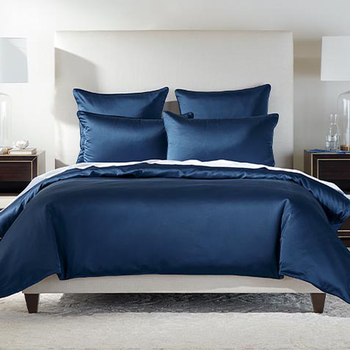 Salena Solid Duvet Cover and Shams Set, Navy