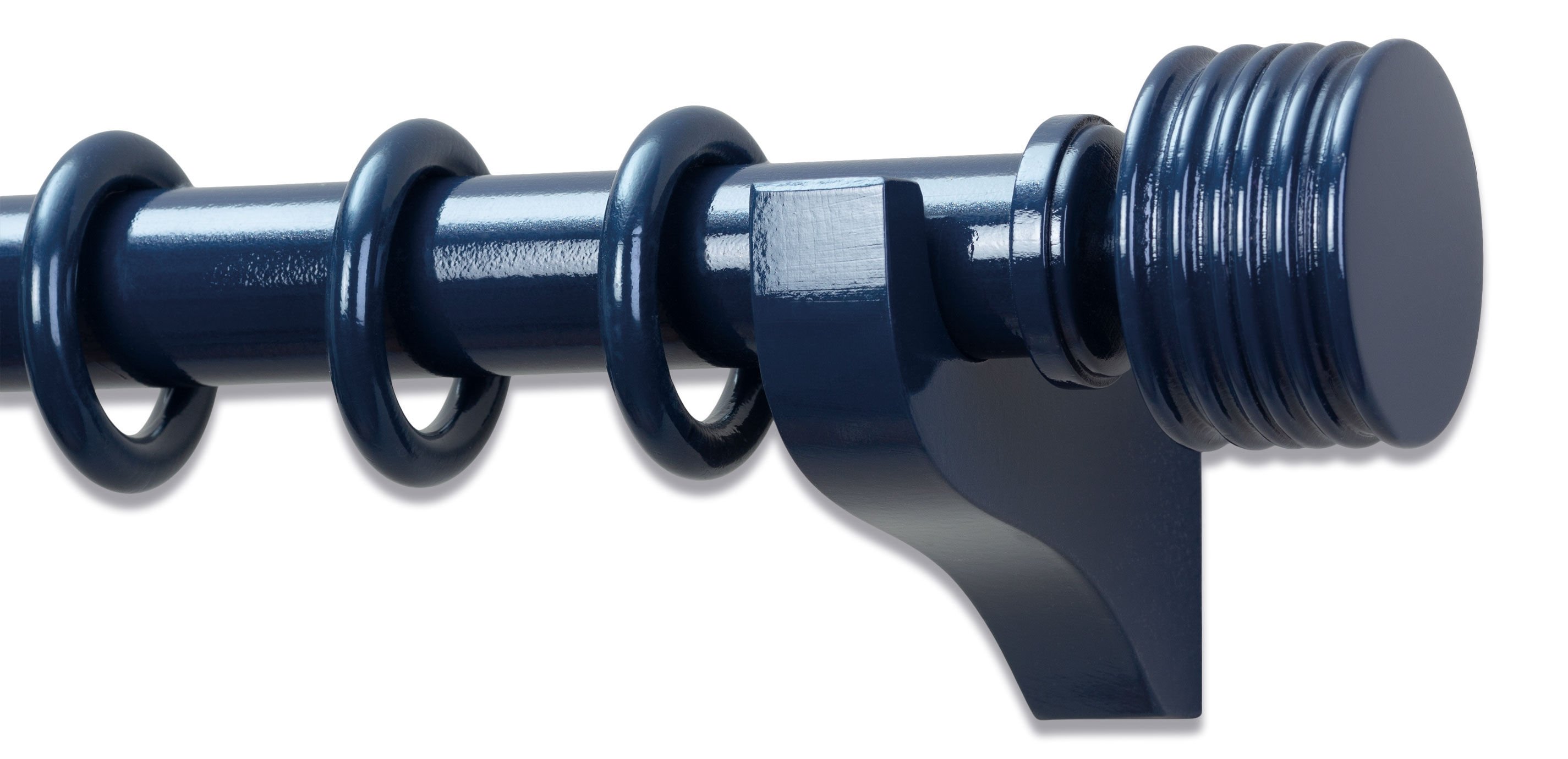 Painted Wood Drapery Hardware Set with Stacked End Cap Finial