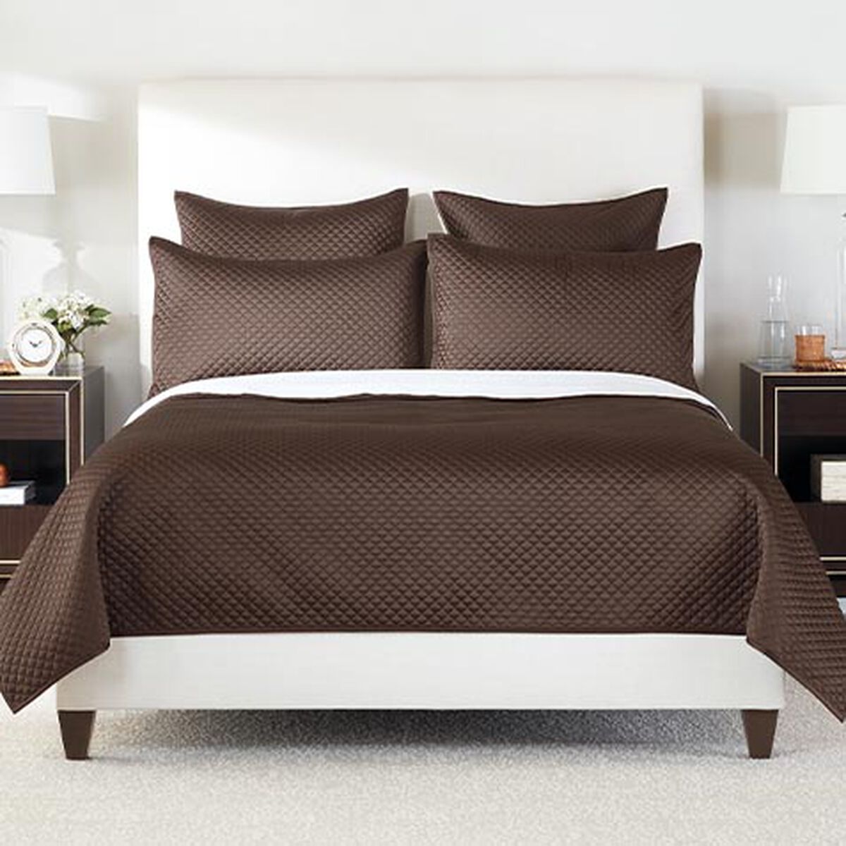 Salena Quilted Coverlet and Shams Set, Espresso