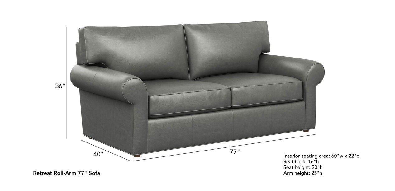 Retreat RollArm Leather Sofa, Quick Ship Sofas & Loveseats Ethan Allen