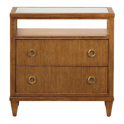 Heston Oak Glass-Top Night Table image 365336