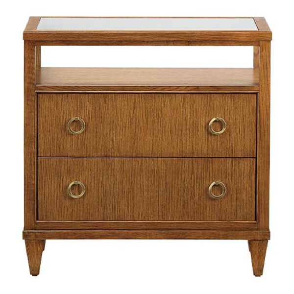 Heston Oak Glass-Top Night Table