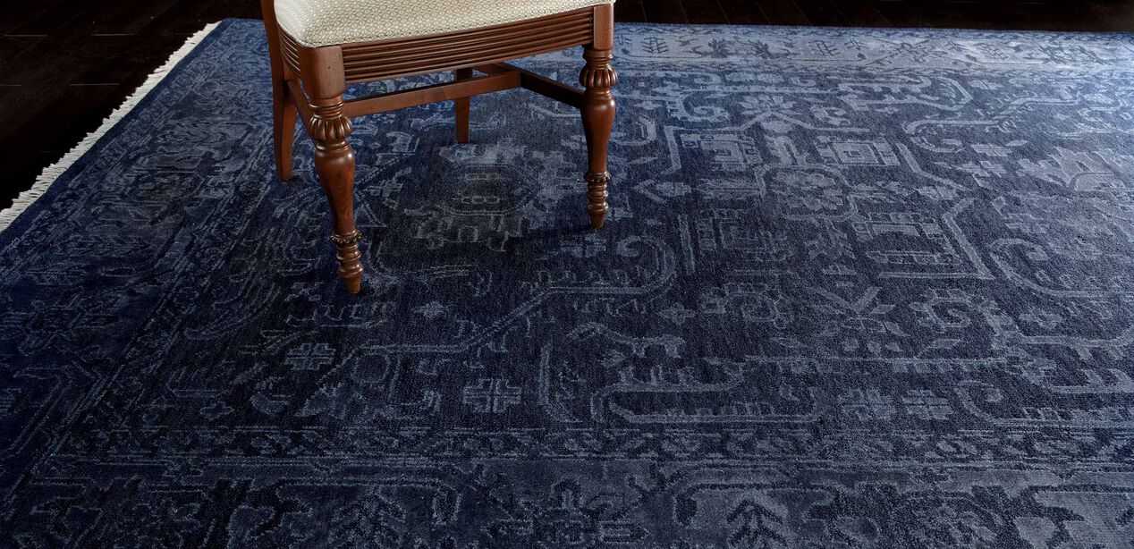 Heriz Deconstructed Rug, Navy Traditional Patterned Rugs Ethan Allen