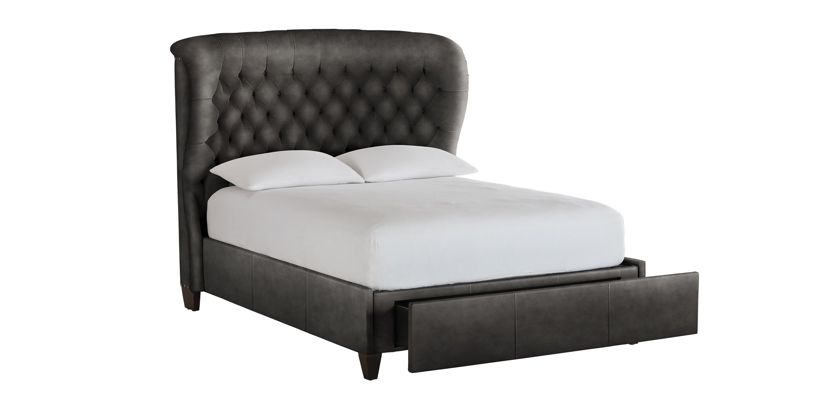 Woolson Leather Tufted Storage Bed