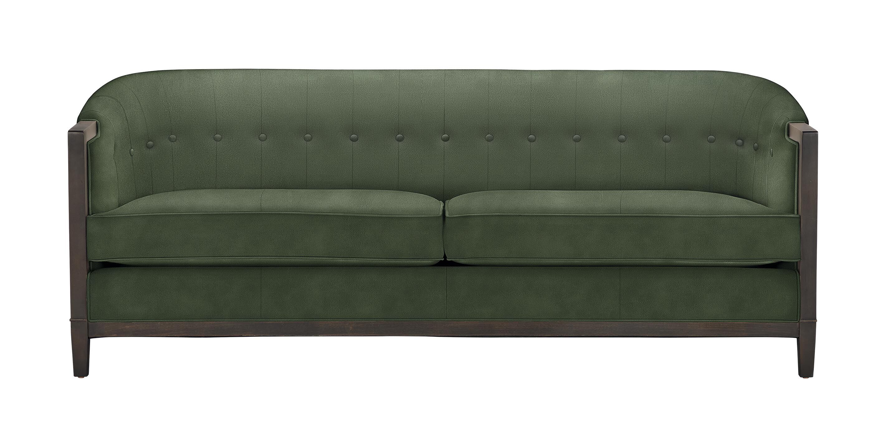 Mont Rose Exposed Wood Leather Sofa