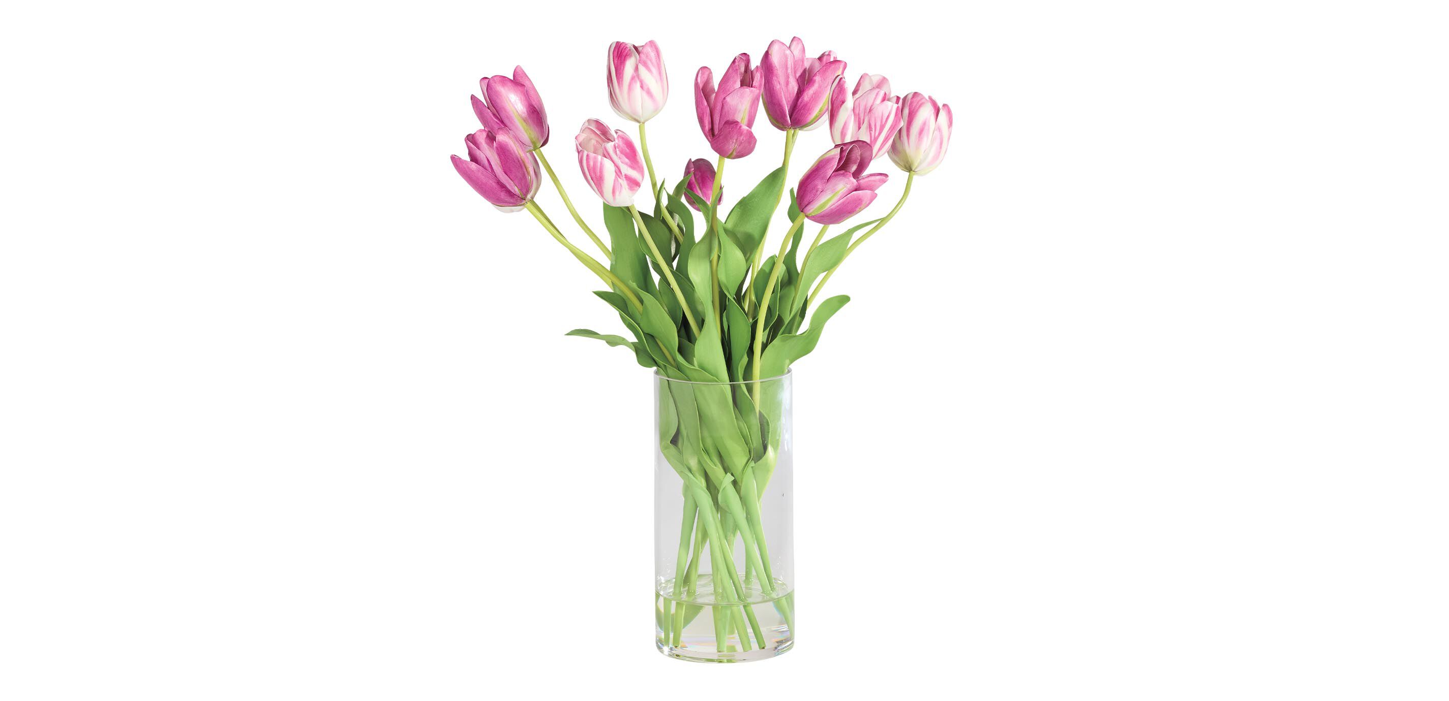 Light Purple Tulip Bouquet in Cylinder Vase_2