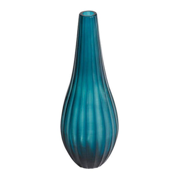 Teal Ribbed Vase