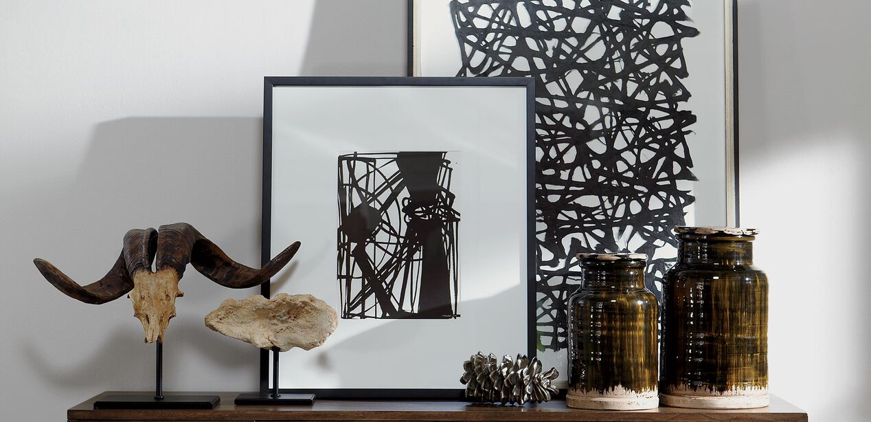 Black Paper Art Abstract Ethan Allen