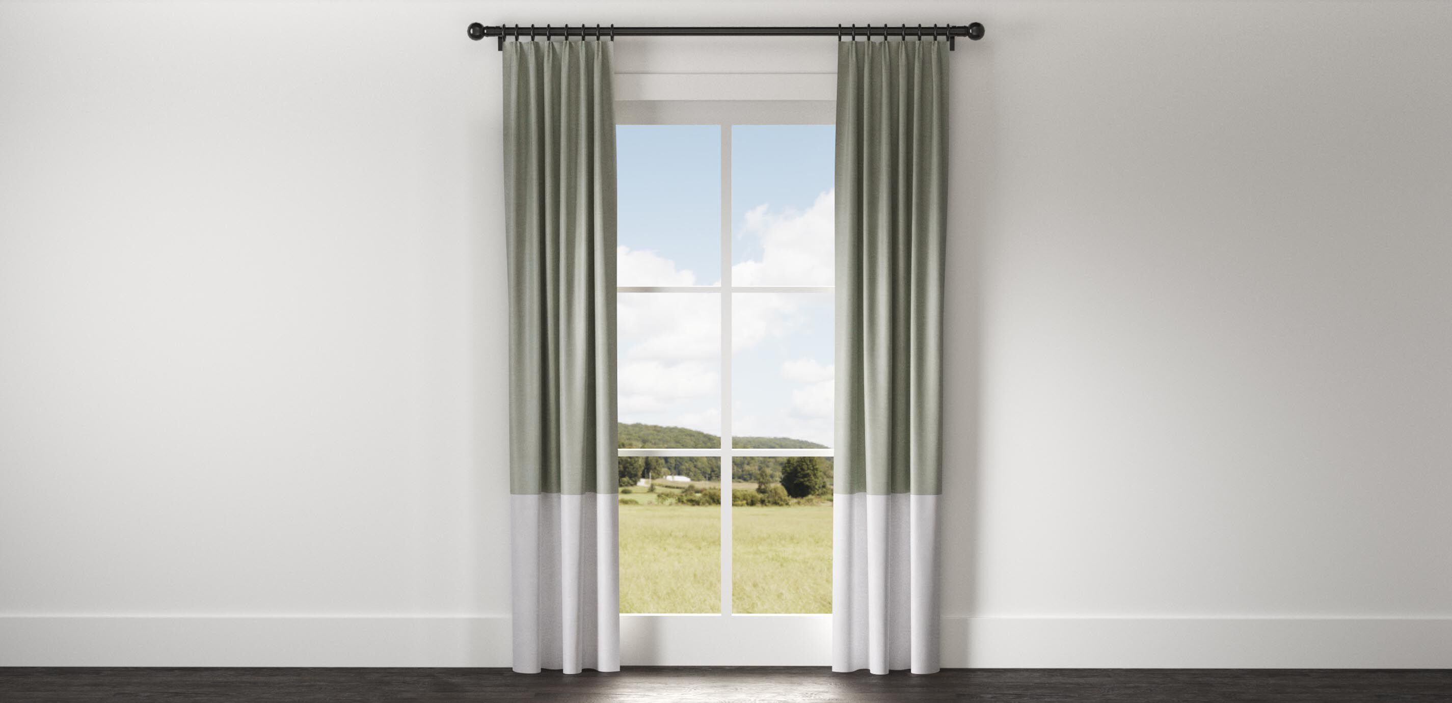 Satin Dupioni Drapery Panel with Trim Border