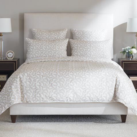 Gold Embroidered Vine Duvet Cover and Shams Set image 036258SET