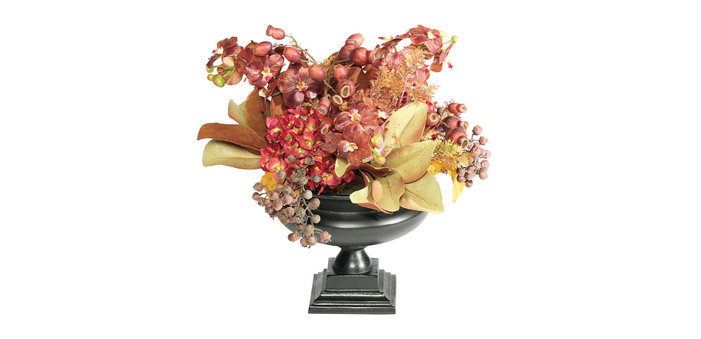 Orchid Berry in Black Urn
