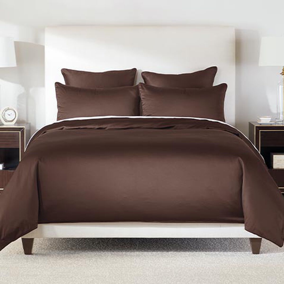 Salena Solid Duvet Cover and Shams Set, Espresso