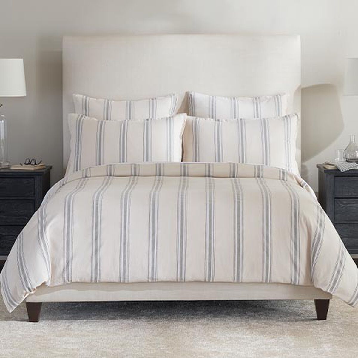 Garment-Washed Stripe Duvet Cover and Shams Set