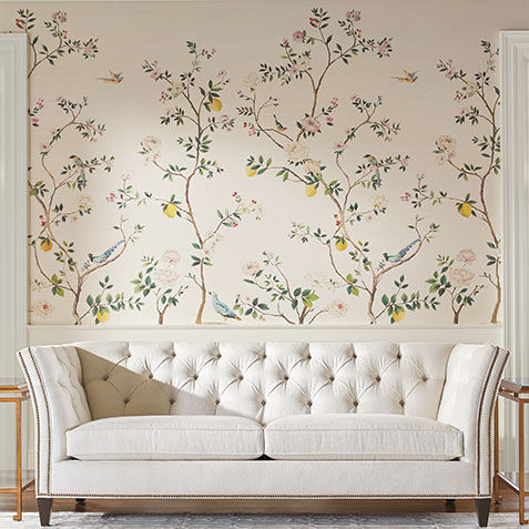 Blossom Chinoiserie Wall Mural on Grasscloth Product Tile Hover Image WQ1002
