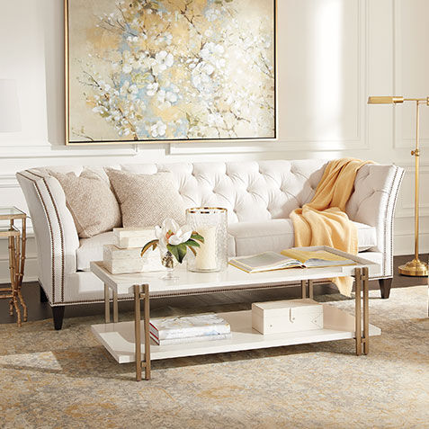 Ethan allen white sale couch