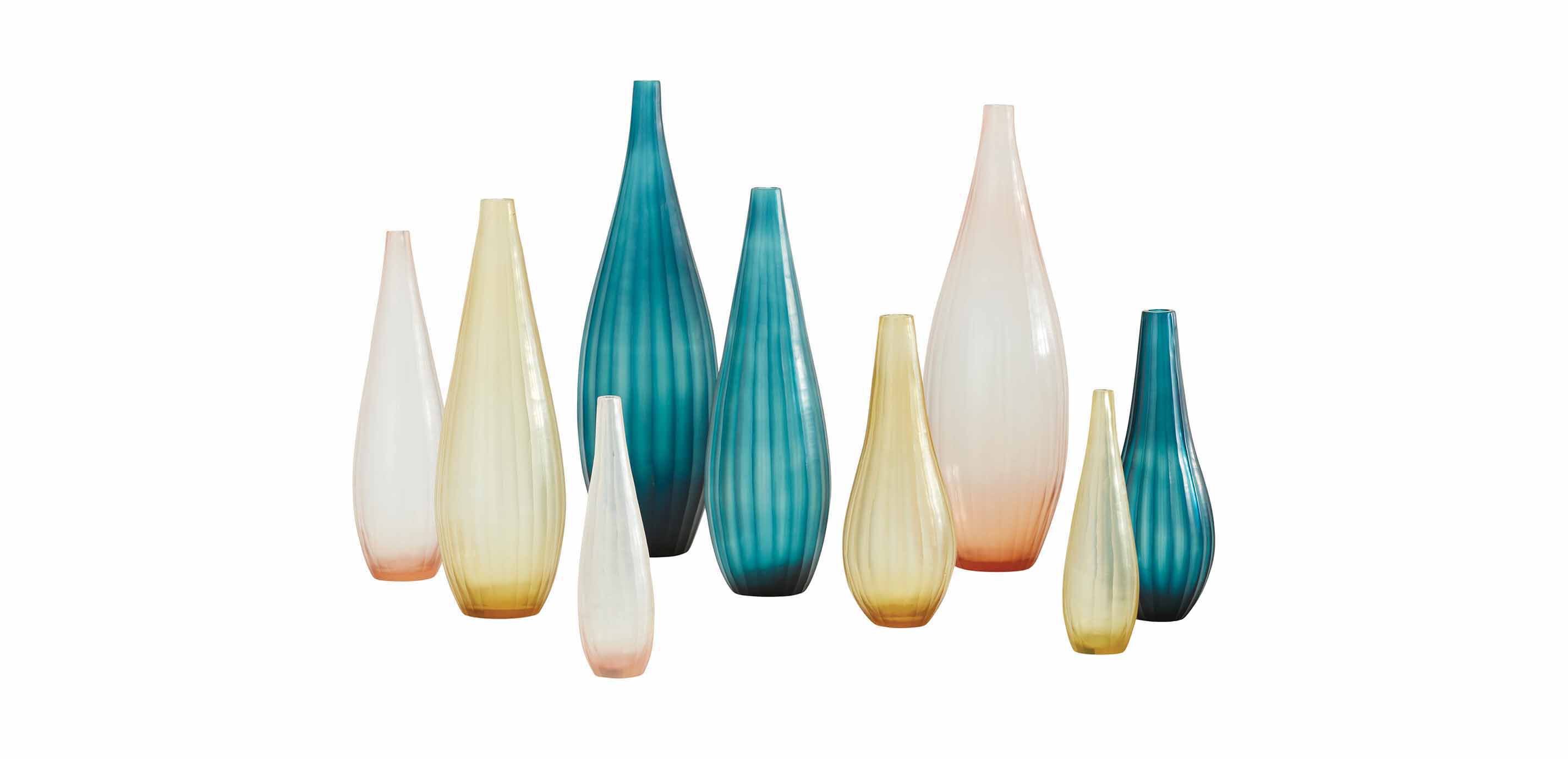 Large Teal Ribbed Vase Vases Ethan Allen