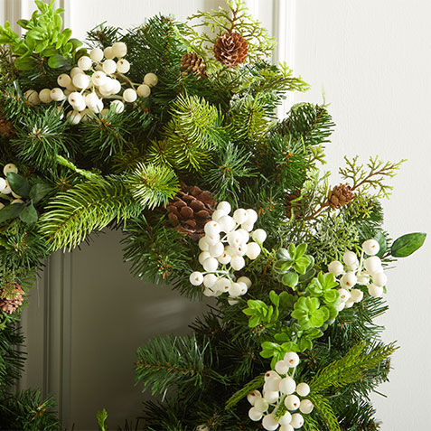 26" White Berry Winter Wreath Product Tile Hover Image 443760   WHT