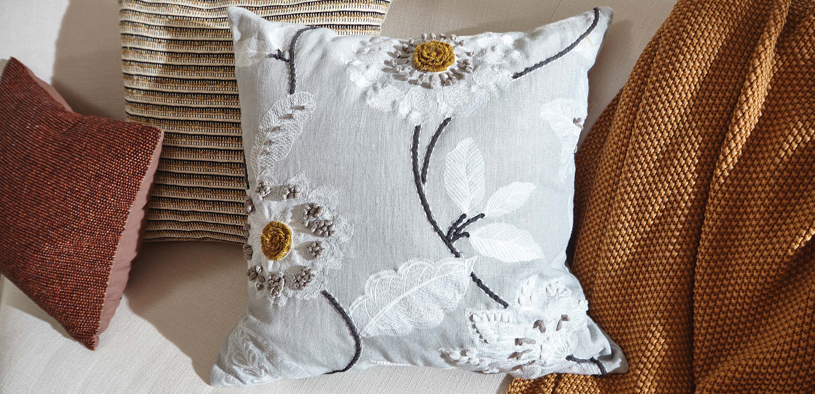 Embroidered Floral Throw Pillows Ethan Allen Throw Pillows Ethan Allen