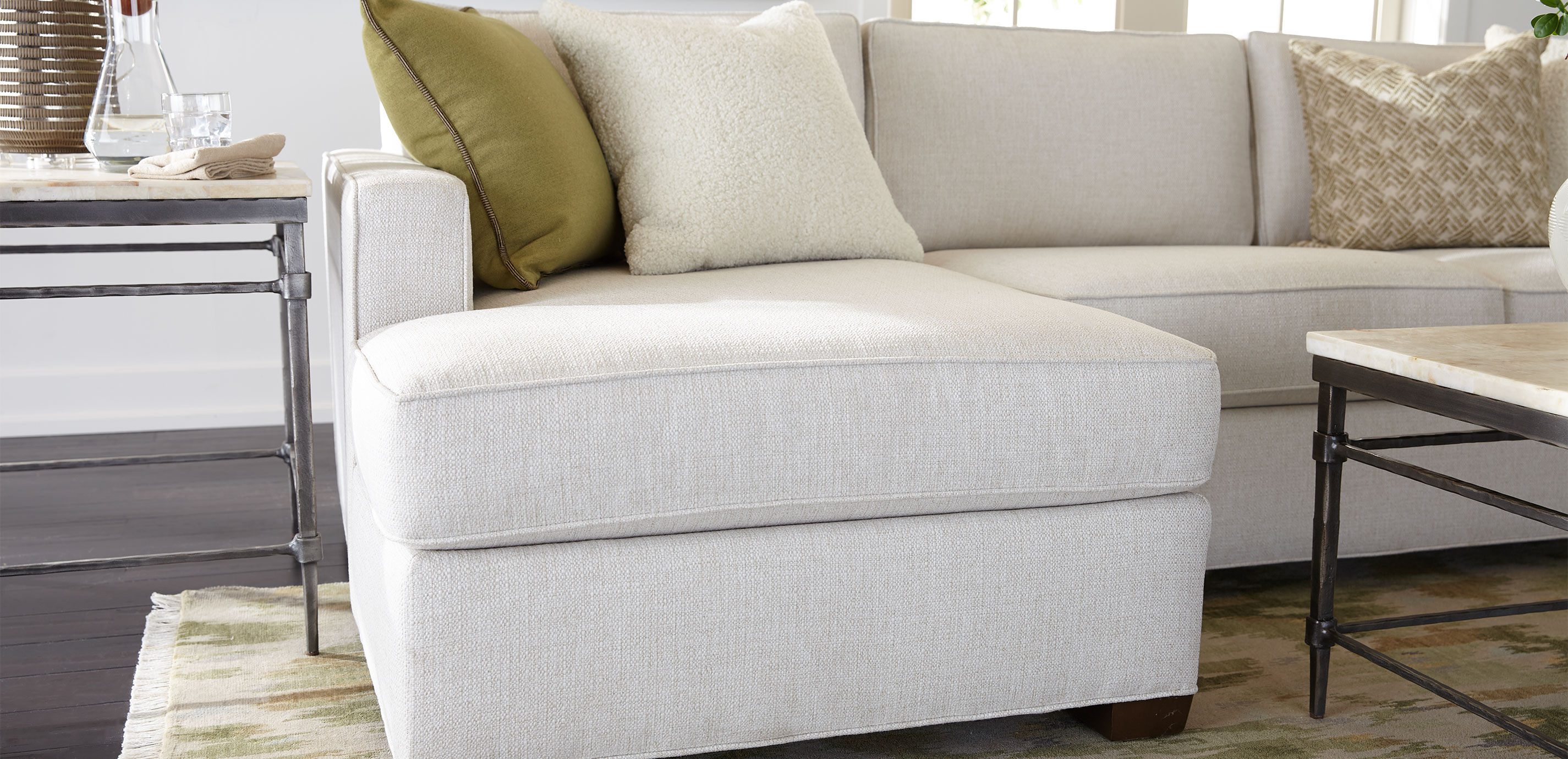ETHAN ALLEN 2.5人掛けソファ オットマン付き