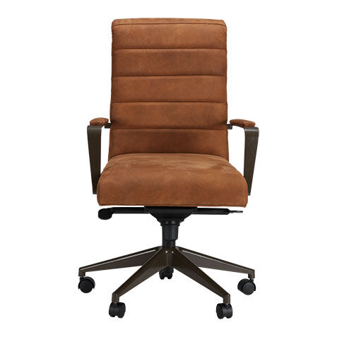 Slater Leather Channel-Back Desk Chair image
