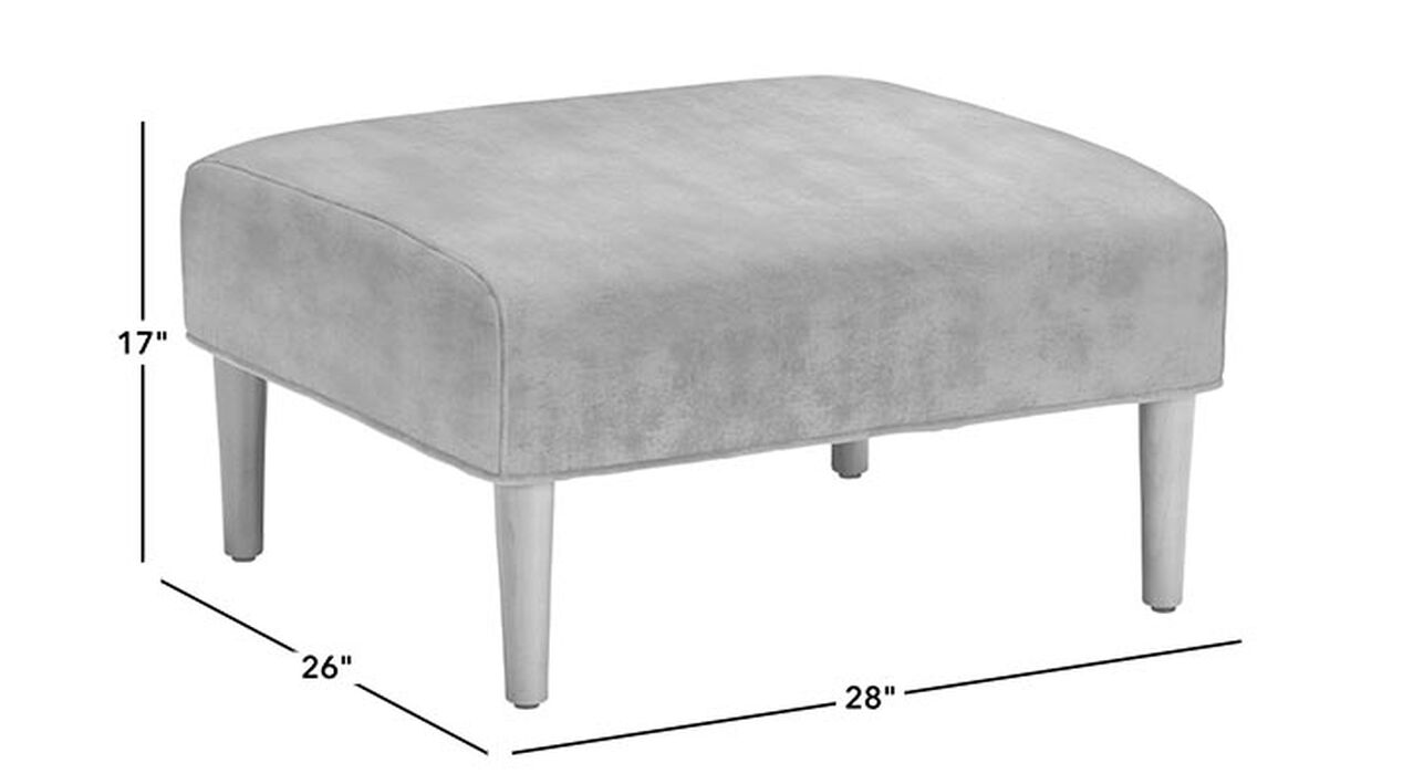 Alarik Leather Ottoman with Tapered Legs | Ethan Allen
