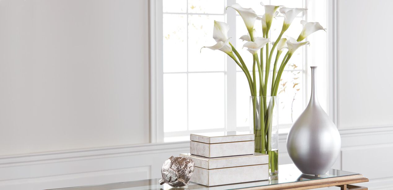 Issa Tall Silver Vase | Ethan Allen Tall Ceramic Decorative Vases ...
