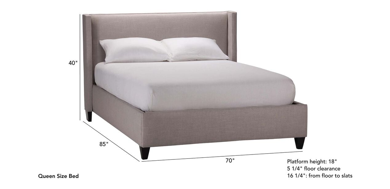 Colton Platform Bed With Low Headboard, Slim California King Bed Frame With Storage