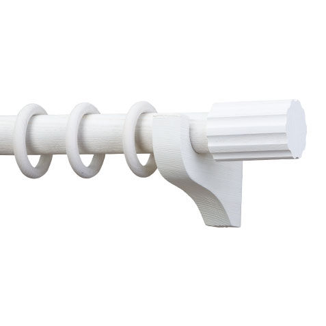 Distressed Wood Drapery Hardware Set with Ribbed Cylinder Finial image