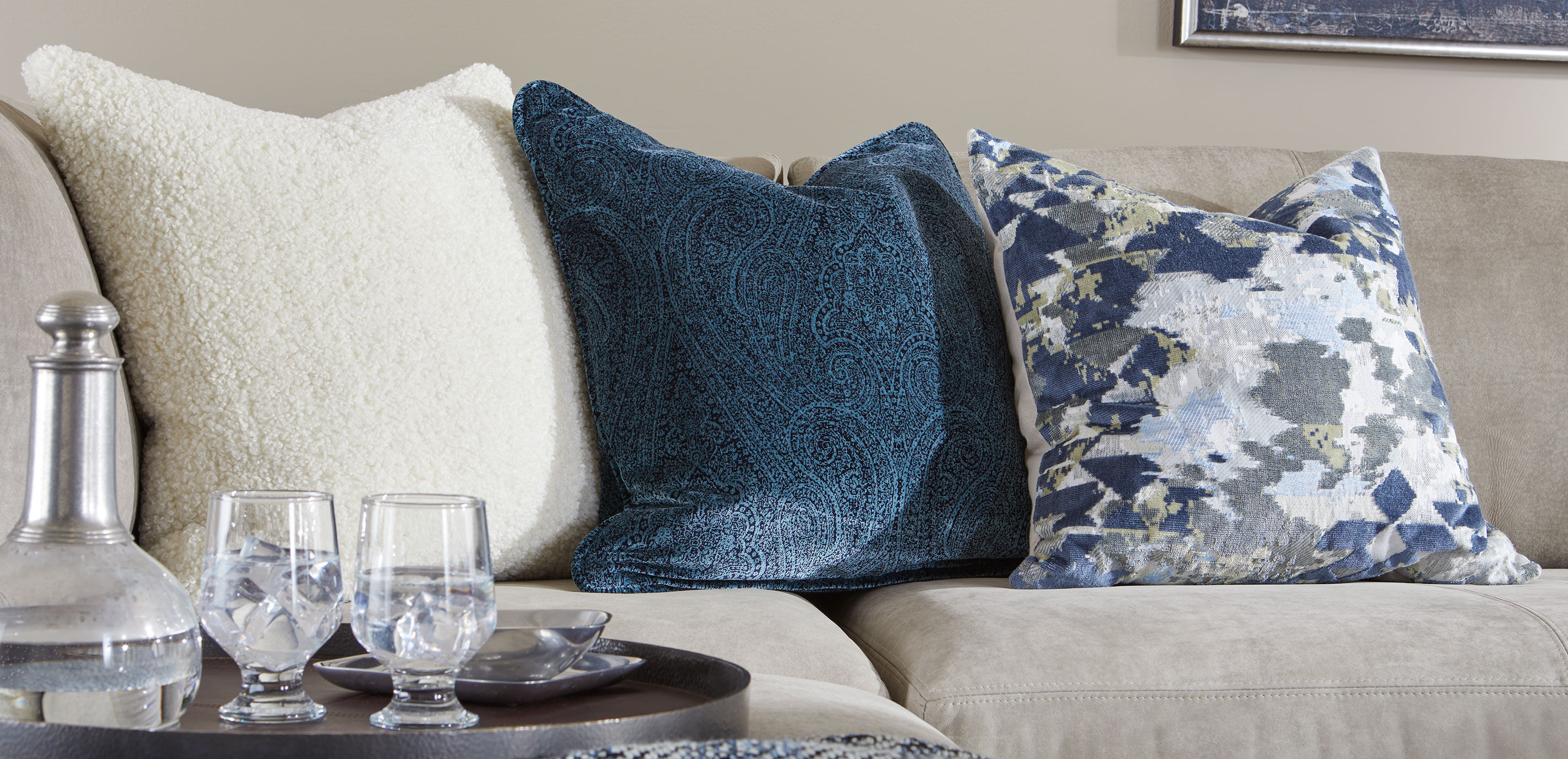 Mixed Blue Abstract Pillow