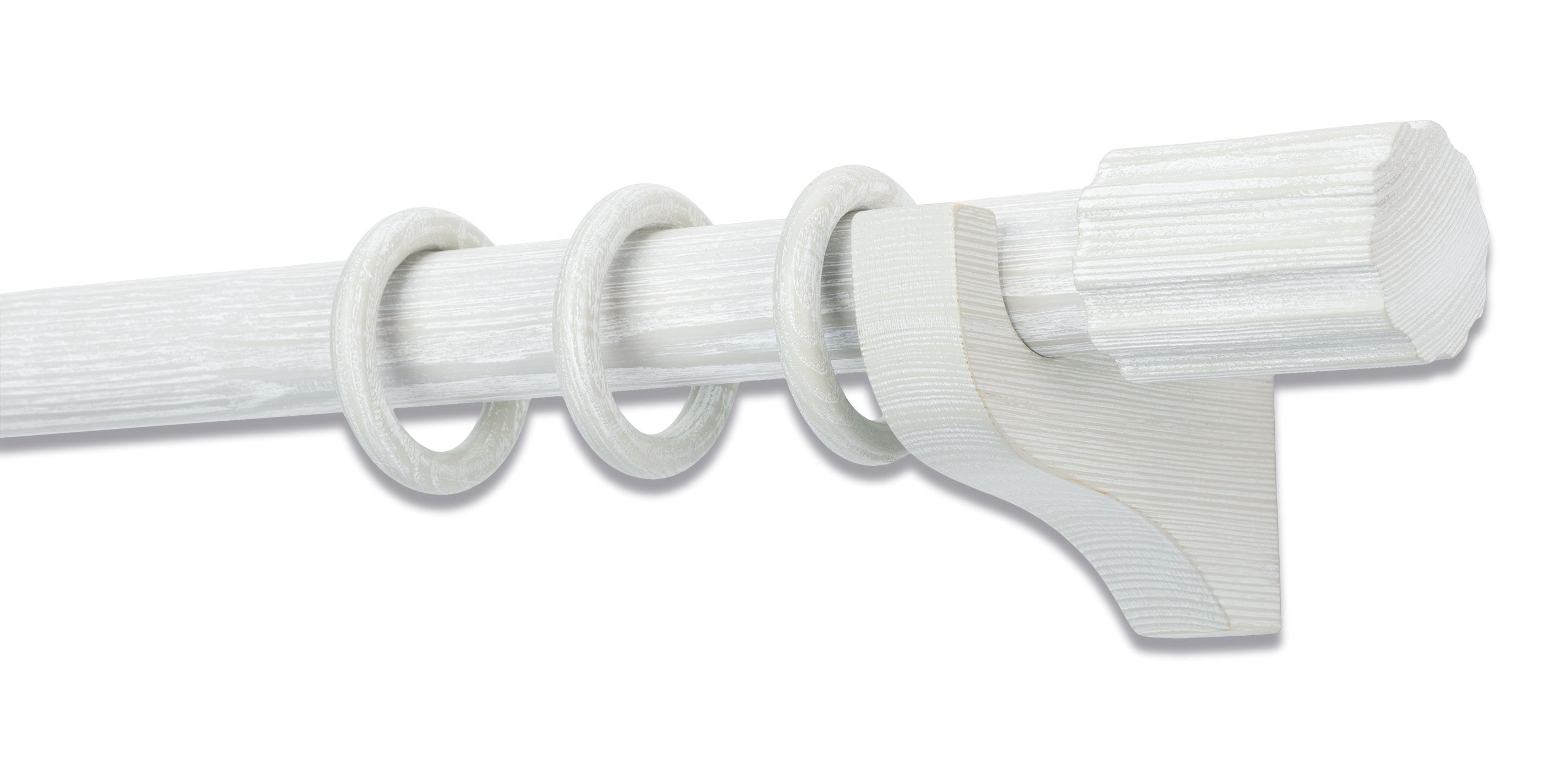 Distressed Wood Drapery Hardware Set with Ribbed Cylinder Finial