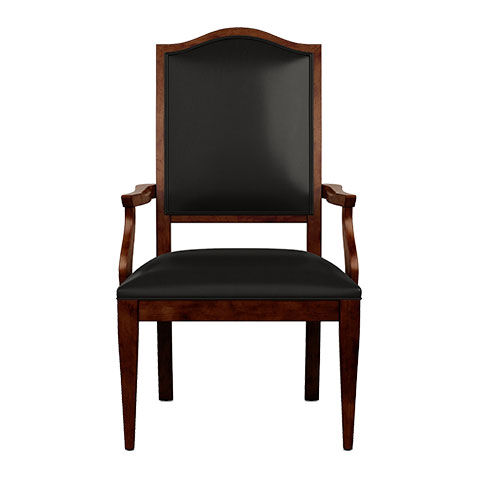 Hayden Leather Dining Armchair: Serpentine Back, Tapered Leg image