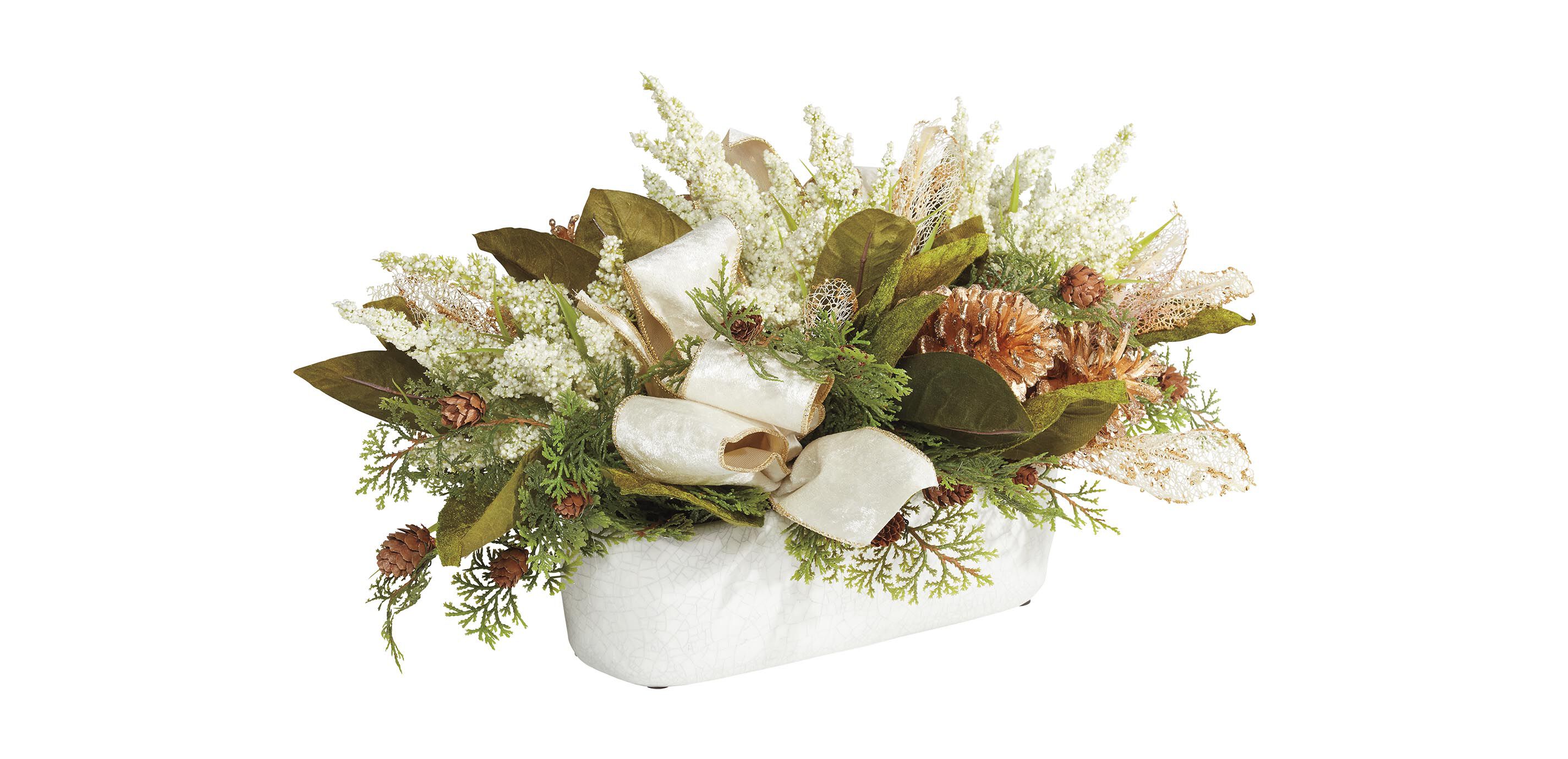 Small Holiday Centerpiece in White Pot_2